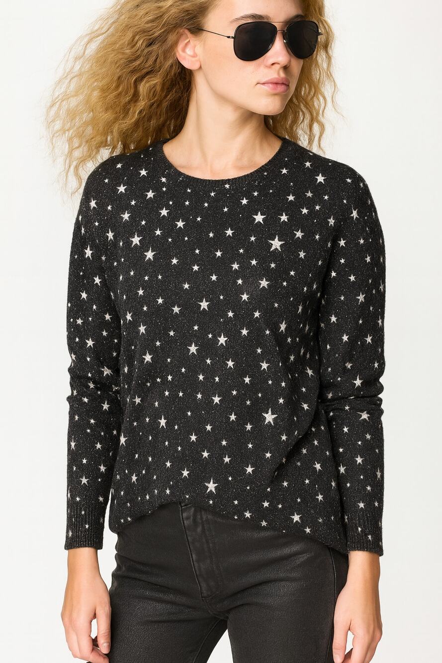 27 Miles Malibu Cashmere Black Metallic “Star Dipper” Sweater – Size Small
